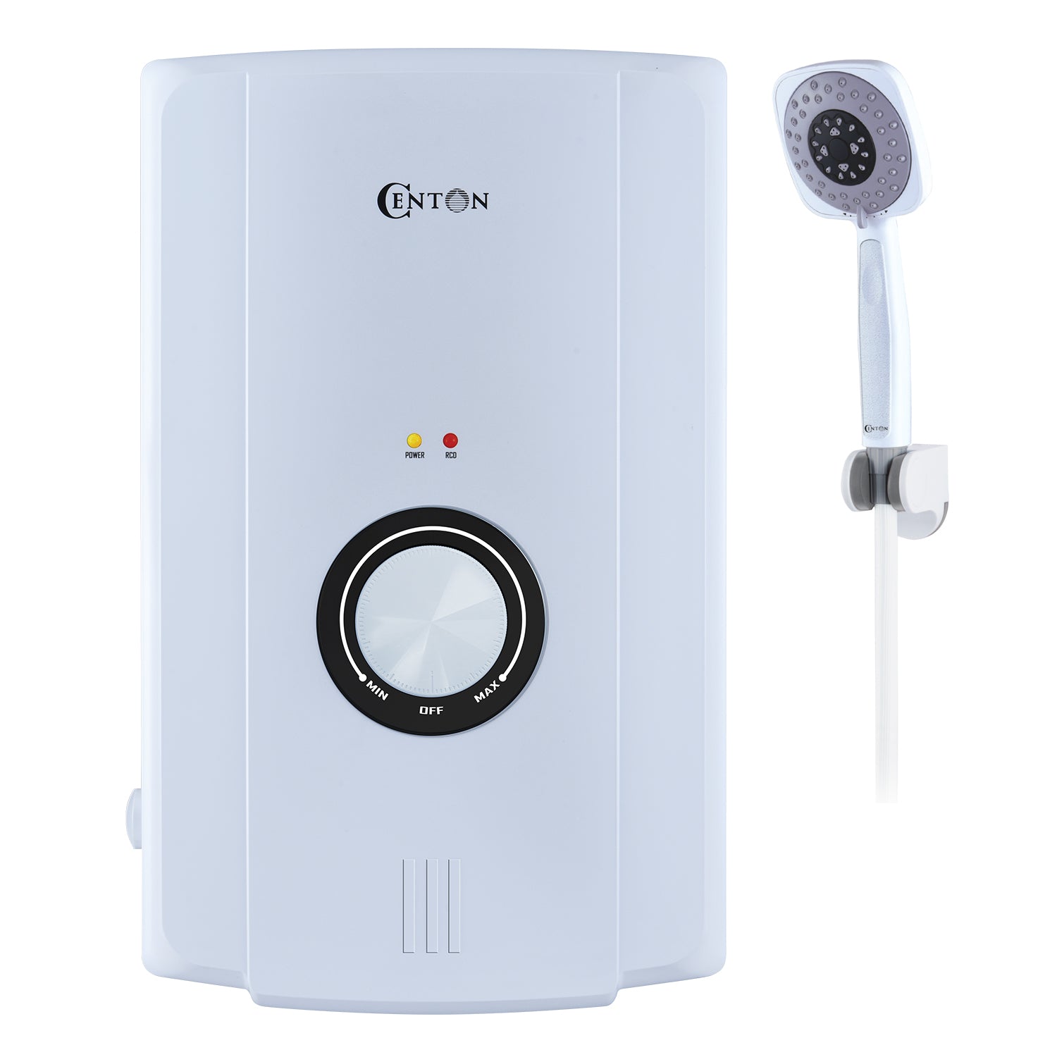 CENTON EcoSerene Instant Shower Water Heater + Shower Bracket | White